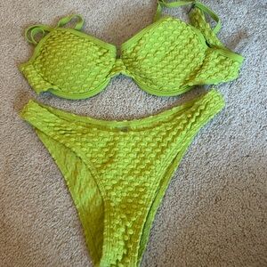 SHEIN Neon Green Textured Bikini